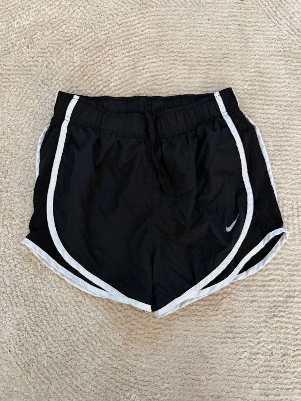 Nike Black Athletic Shorts with White Piping